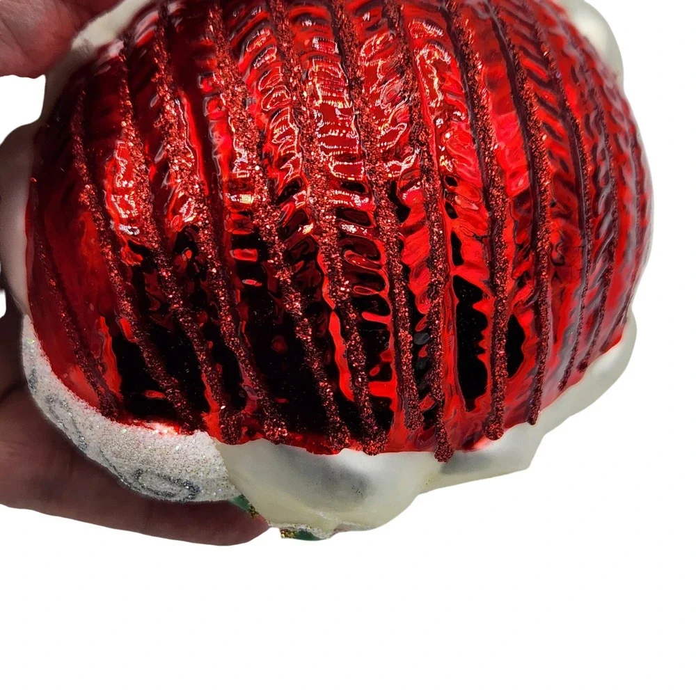 Fitz and Floyd Santa Ornament Blown‎ Glass Christmas Hand Painted